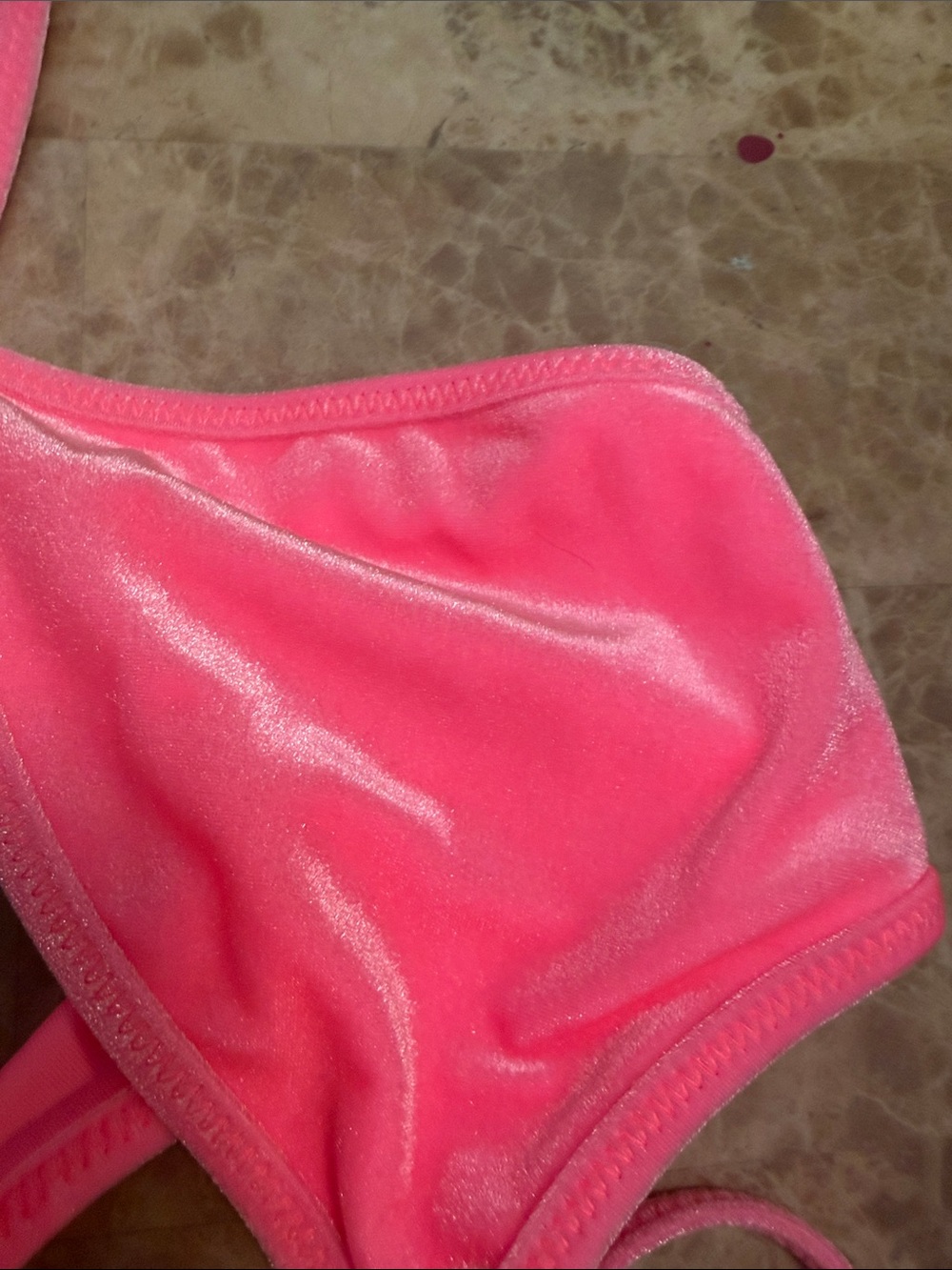 triangl swimwear Neon Pink Velvet Triangle Bikini with Matching Pouch - Picture 3 of 7